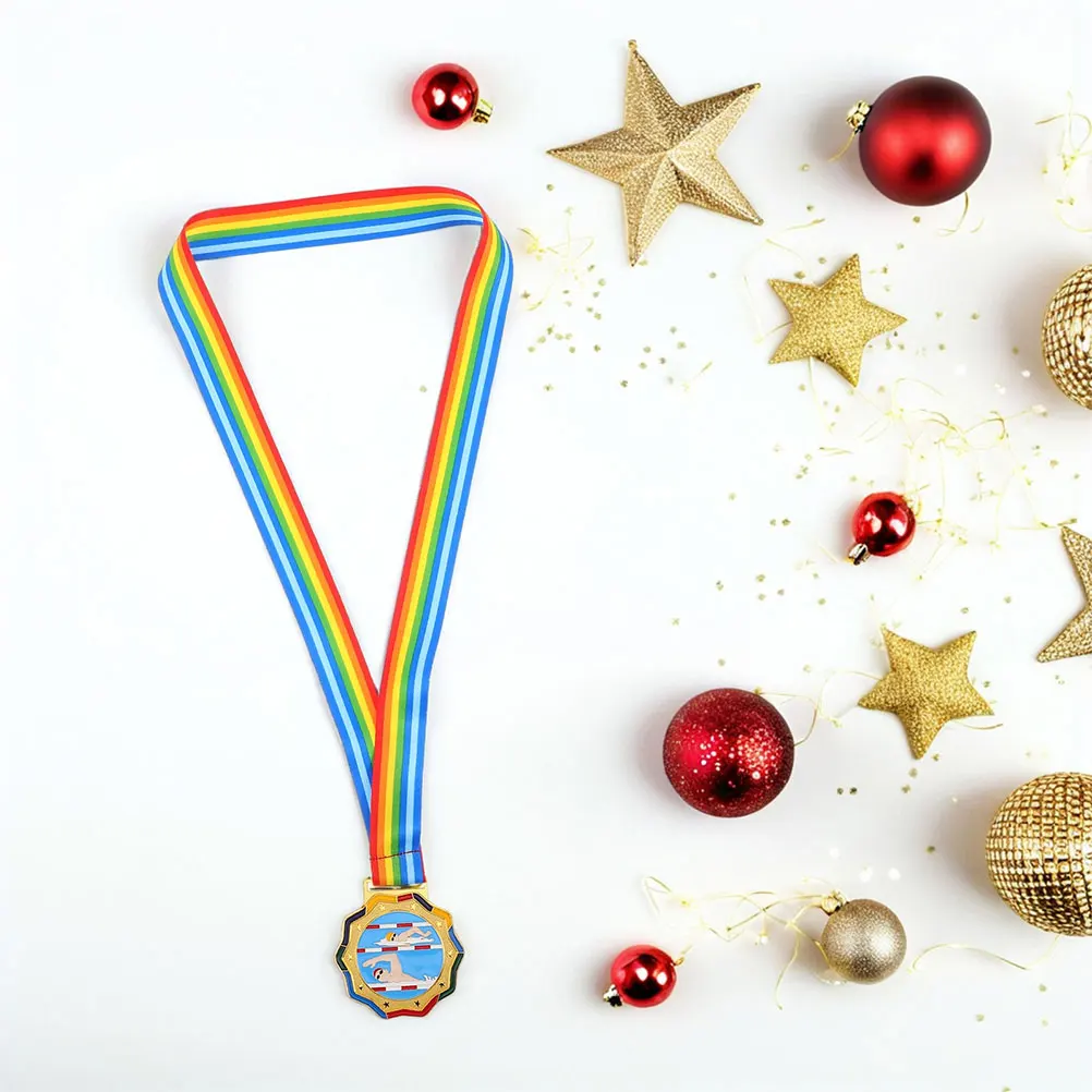 

2 Pcs Swimming Medal Zinc Alloy Kids Student Plaque Sports Championship Award Racing Medals for Children
