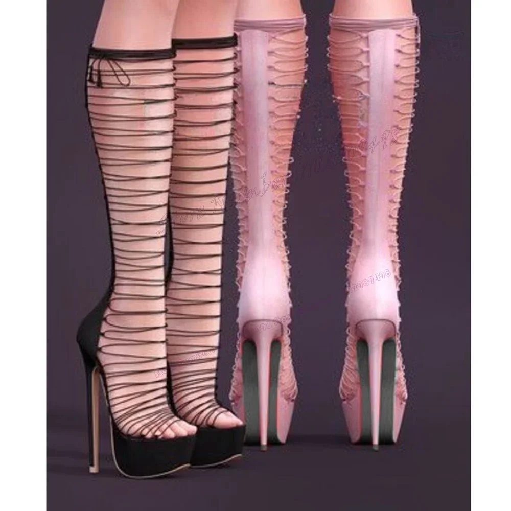 أسود عبر حزام صنادل أرضية الأحذية جولة تو أحذية للنساء الخناجر عالية الكعب مثير سيدة أحذية 2023 Zapatos Para Mujere #1