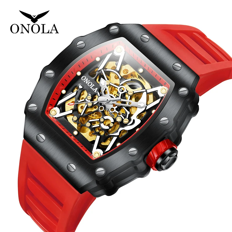 Luxury Watch Men  Brand  ONOLA Automatic Mechanical Men\'s Watch Waterproof Gold Wristwatch