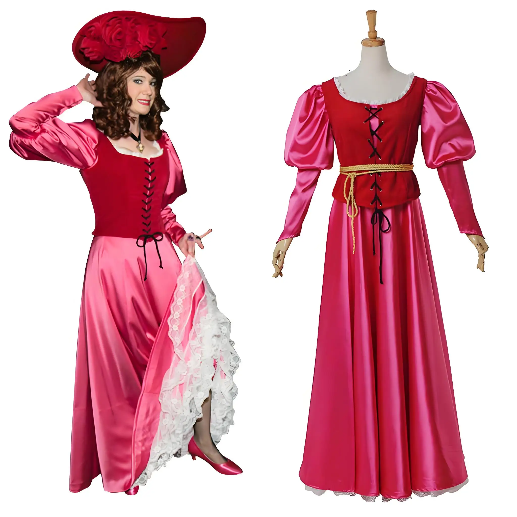 

Movie Pirates of the Caribbean Cosplay Costume Women Fantasia Elizabeth Swann Vest Dress Halloween Party Performance Ball Gown