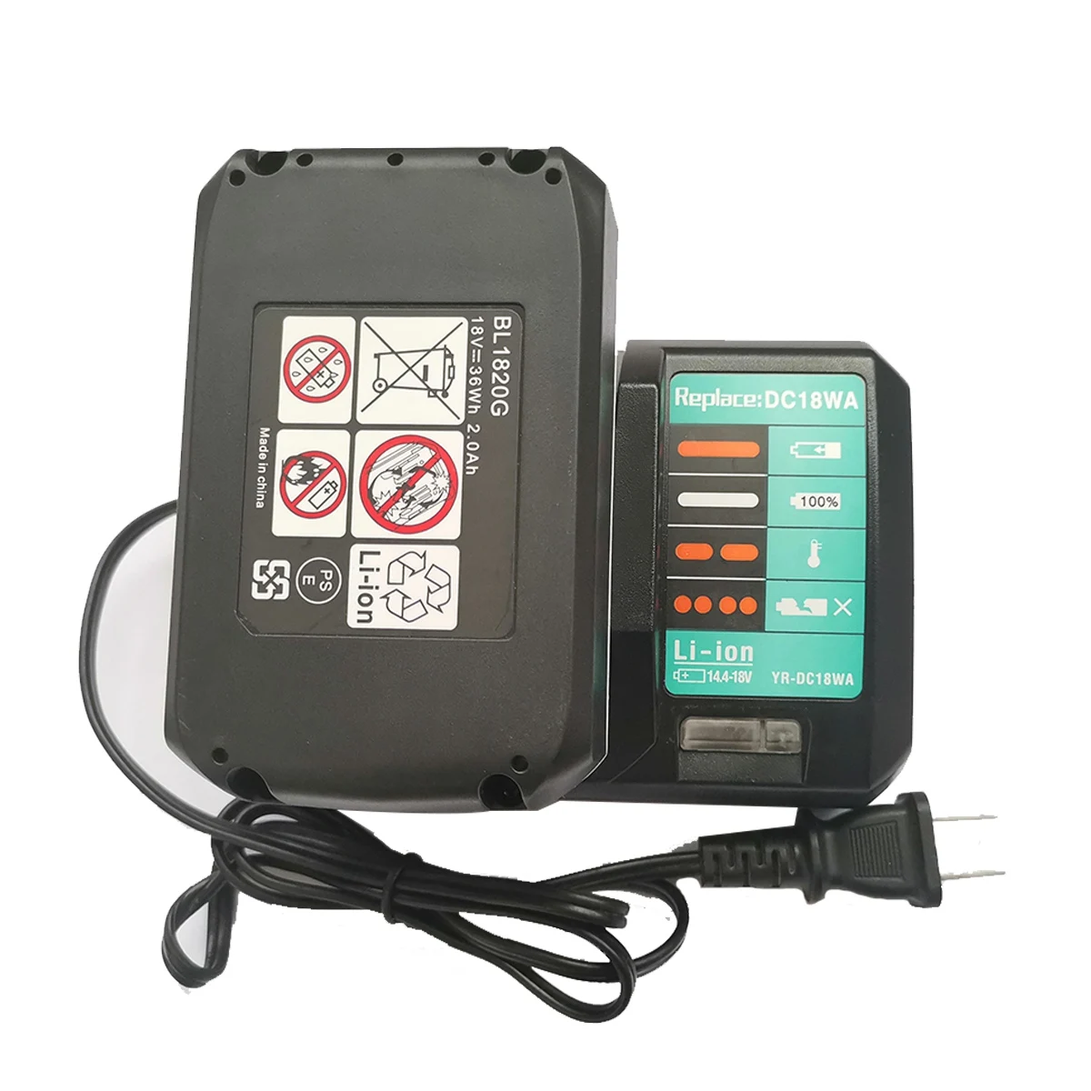 Chargeur 14.4V-18V pour Maktec MAKITA, prise US, DC18Xenon DC1851 BL1813G BL1415G BL1815G BL1413G UH522D UM167D UR180D