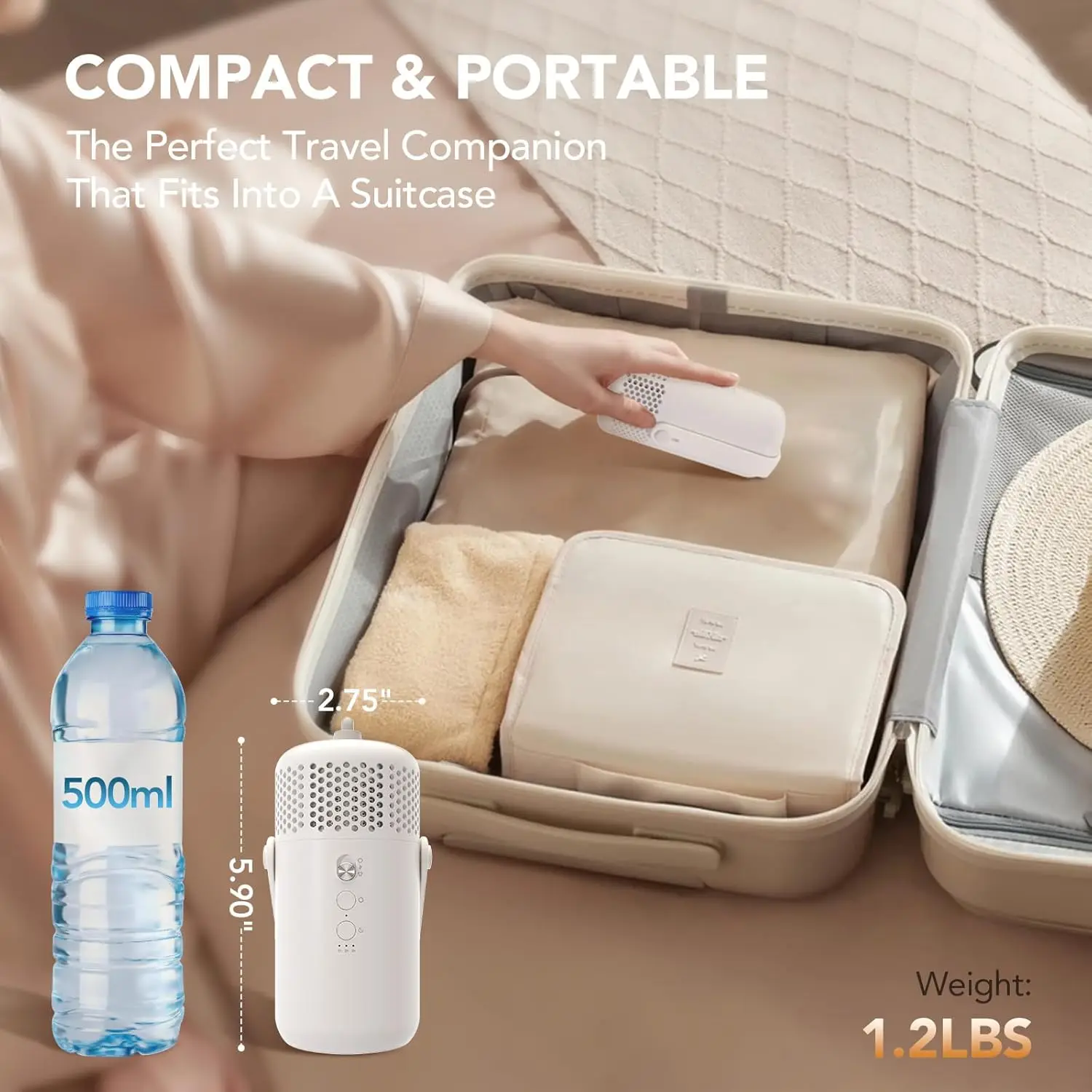 مجفف ملابس صغير محمول بقدرة 1000 وات مع حقيبة جافة للشقة، والمركبات الترفيهية، والسفر - مدمج وخفيف الوزن #3