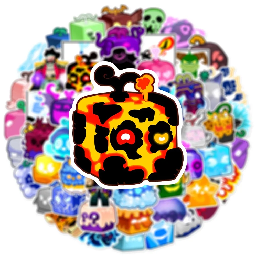 10/60PCS Cartoon Blox Fruits Stickers Aesthetic Decals Luggage Skateboard Phone Laptop Car Wall Decorative Sticker