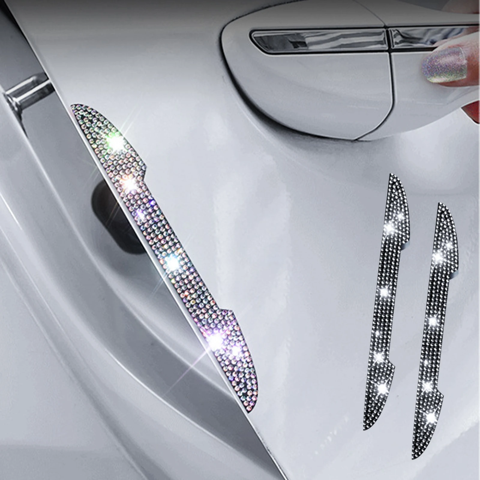 2PCS Diamond Car Rear View Mirror Sticker Car Decal Sticker Decal Stripe Sticker Bling Pink Car Accessories for Woman