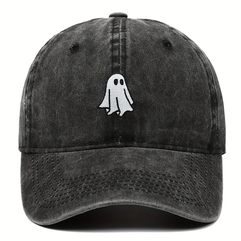 Halloween Embroidered Baseball Hat with Cute Ghost Pattern Simple Style Suitable for Men and Women
