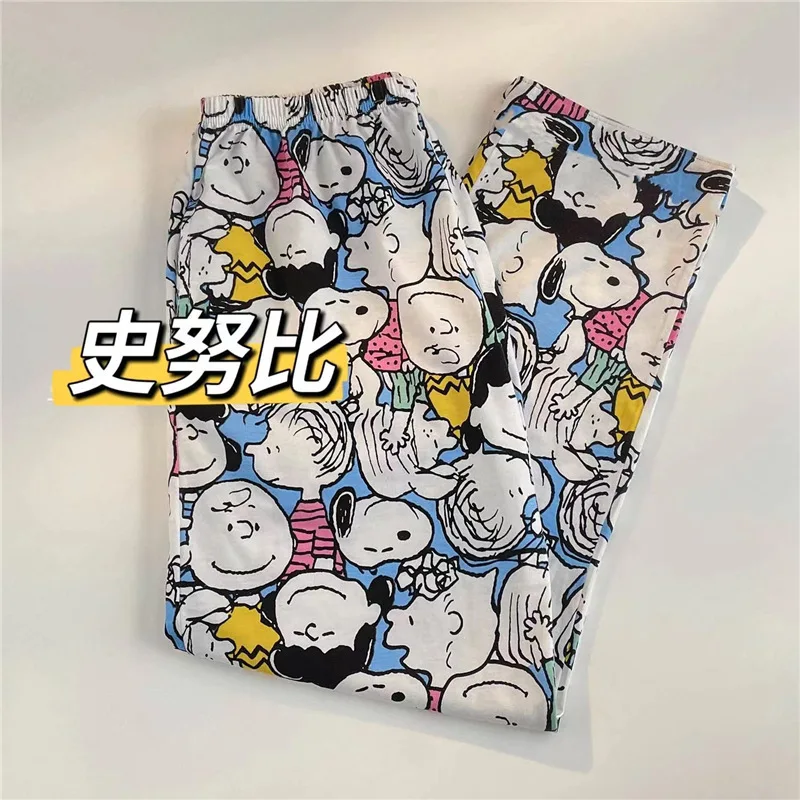 

Пижамные штаны с рисунком Снупи, женские летние и осенние новые домашние брюки с кондиционером, корейская версия свободных повседневных брюк