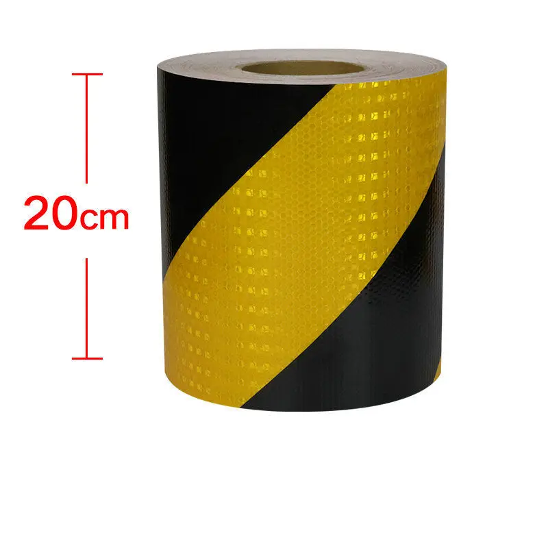 20CM*5M Reflective Hazard Safety Warning Caution Tapes Black Yellow Twill Strong Adhesive Reflectors Sheeting Conspicuity Strips