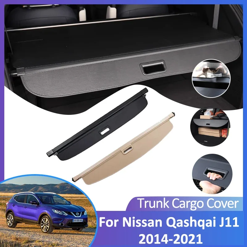 For Nissan Qashqai J11 Rouge Sport  Accessories 2014-2021 Auto Rear Trunk Curtain Retractable Cargo Cover Car trunk storage