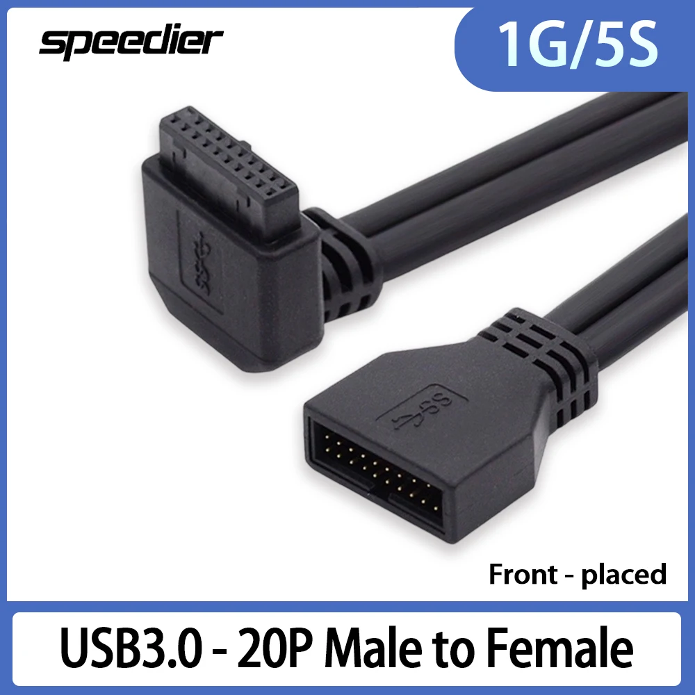 Front USB3.0 Elbow 90 - Degree 19P/20Pin Male to Female Extension Cable Male/Female data cable Upper, lower, left, right  elbows