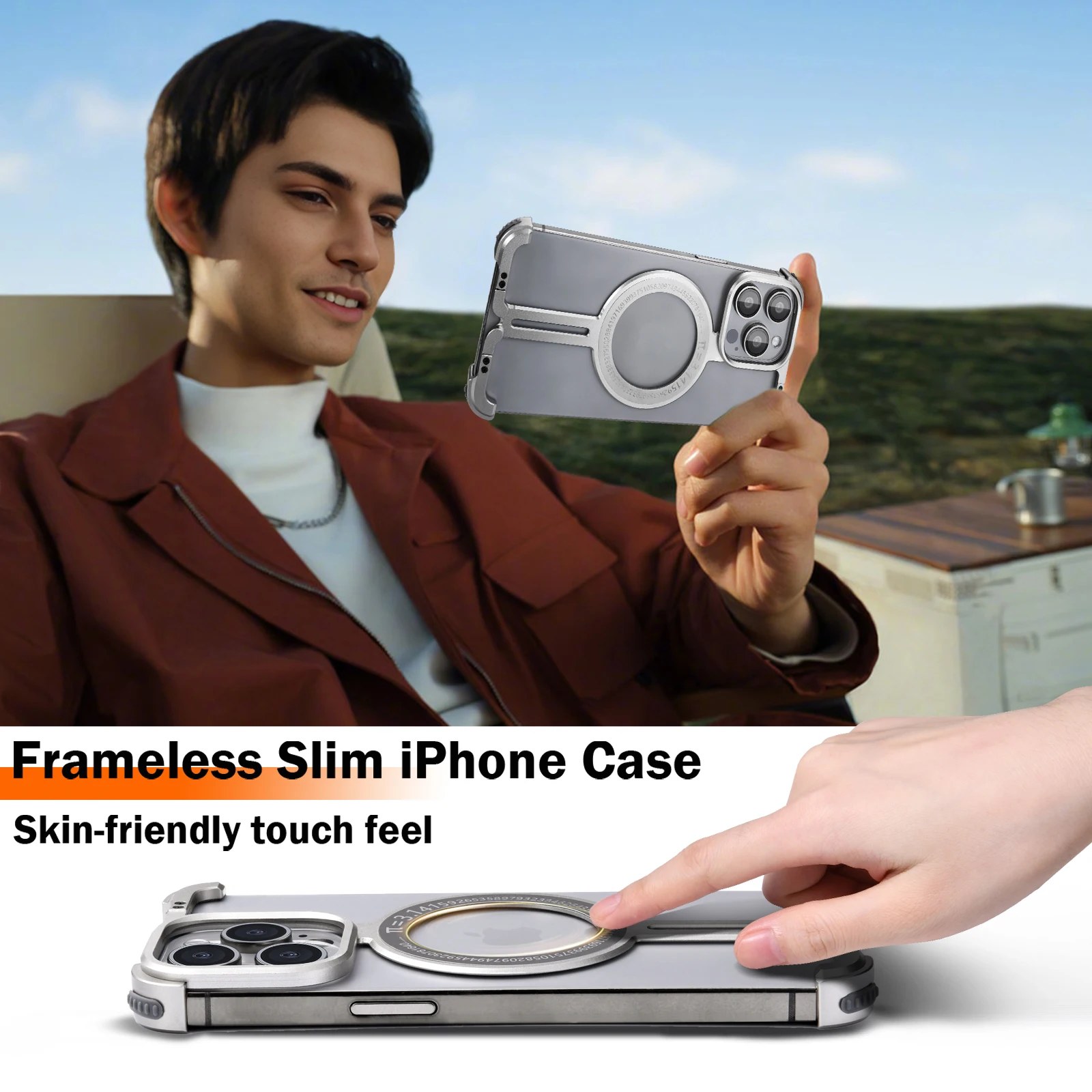 2024 Magsafe Phone Case for iPhone 15 15Pro Max Frameless Slim Phone Cover Magnetic Bumper AntiSlip Phone Protective Case