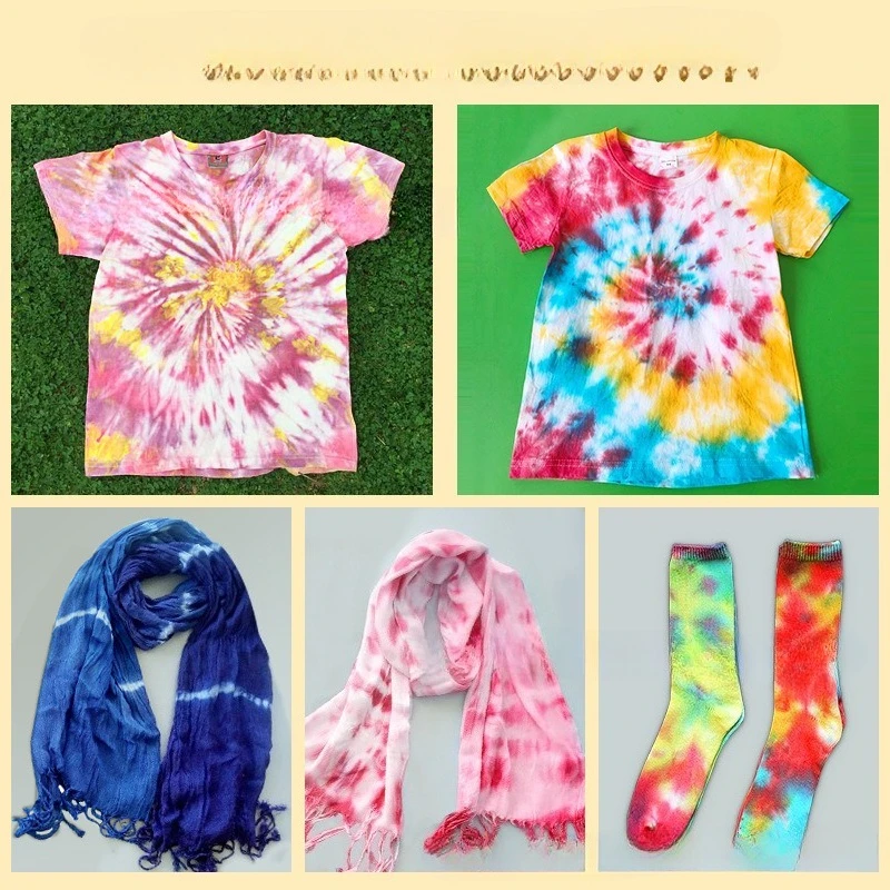 

5-color Tie Dye Kit Dyeing Fabric Clothes Fabric Textile Paints Set DIY Color Change Paint Craft Tie-Dye Activity Fabric Dyes