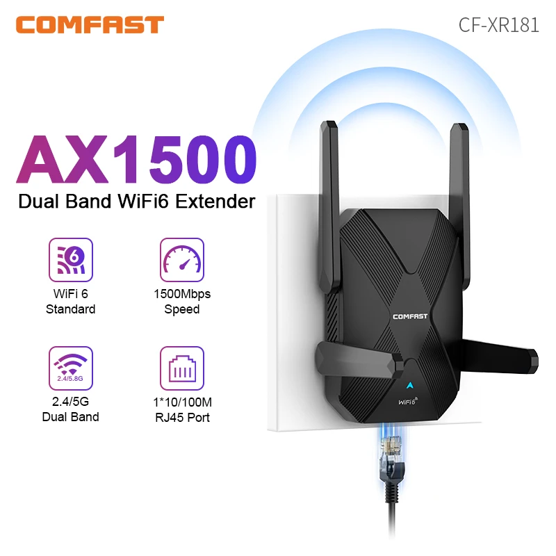 デュアルバンドワイヤレスリピーター,wifi 6エクステンダー,レンジブースターアンプ,4アンテナapルーター,1500mbps,1200mbps,2.4g,5.8g