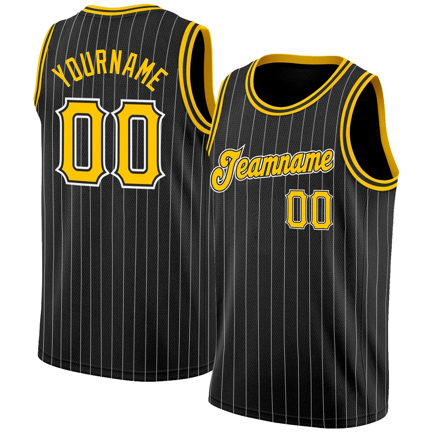 Black and gold stripes Custom Basketball Jersey Tank Tops for Men Jersey Personalized Team Unisex Top