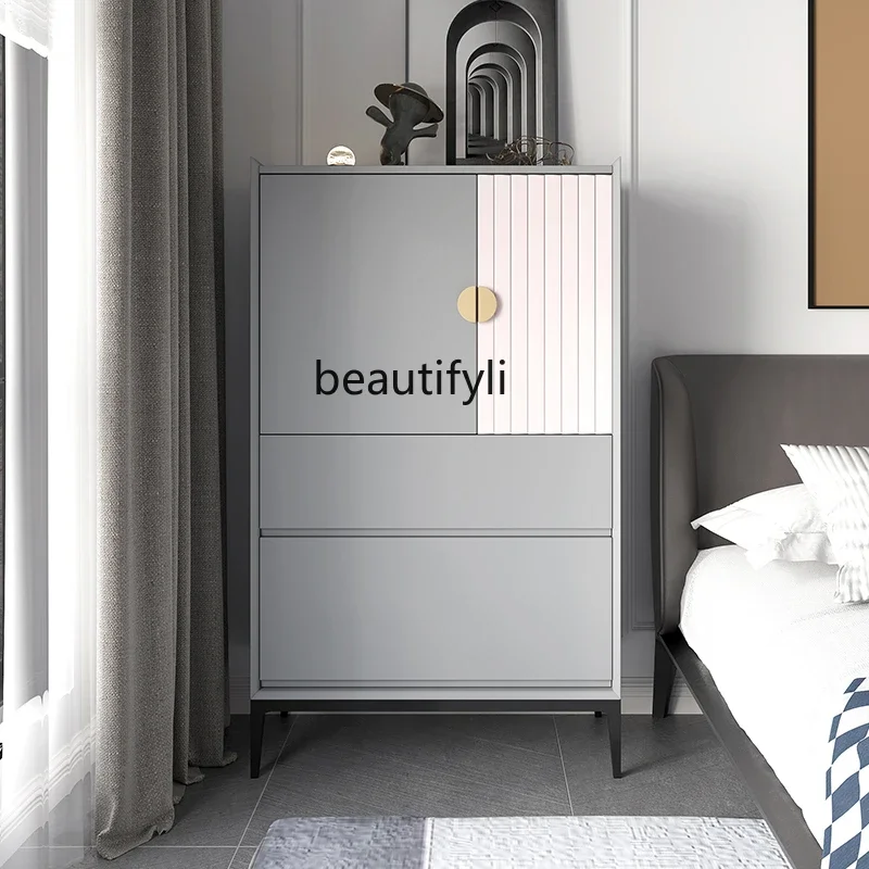 Y Italian simple chest cabinet bedroom living room side cabinet solid wood light luxury storage simple locker