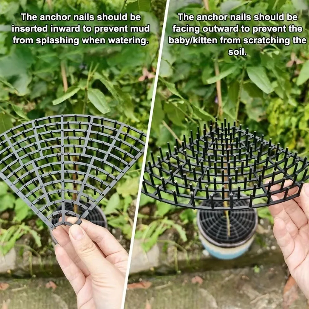 Breathable Mesh Plant Pot Soil Protector Grid Cover Cutting Barbed Cut-Outs Flowerpot Soil Guard Reversible Use