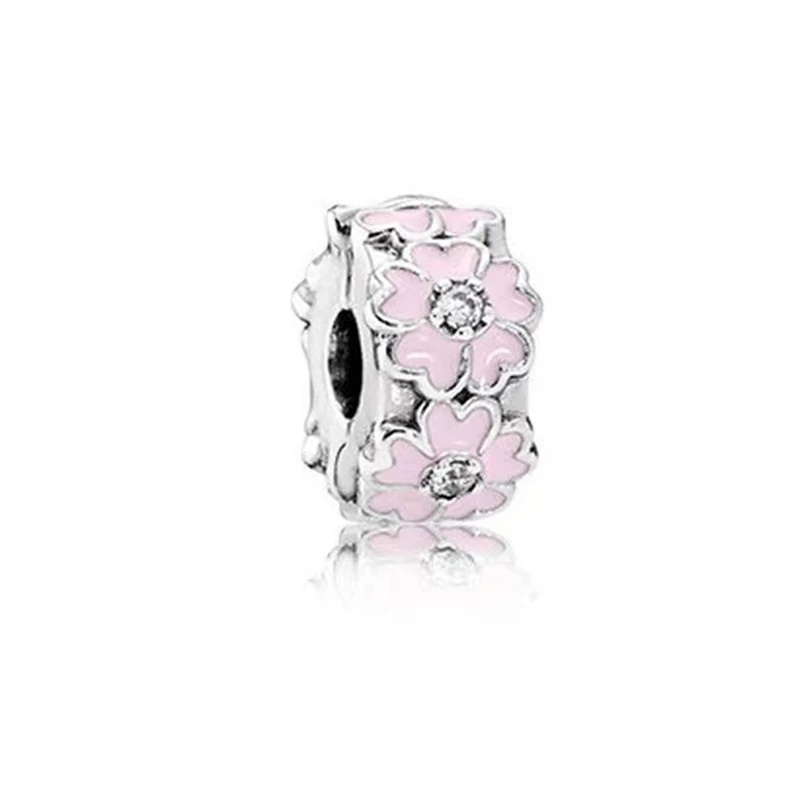 New Pink Blue Sparkle Pavé Clip Charm Bead for Women Gift Fit Original 925 Sterling Silver Pandora Bracelet Necklace DIY Jewelry