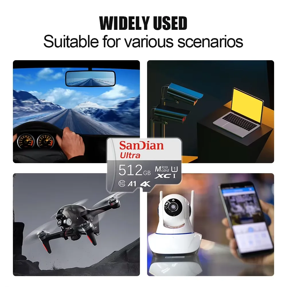 Micro SD Card 1TB 256GB 512GB SD Card 64GB 128GB High Speed Up To 100MBs Memory Card 32GB for Action Camera Dash Cam GoPro - view 5