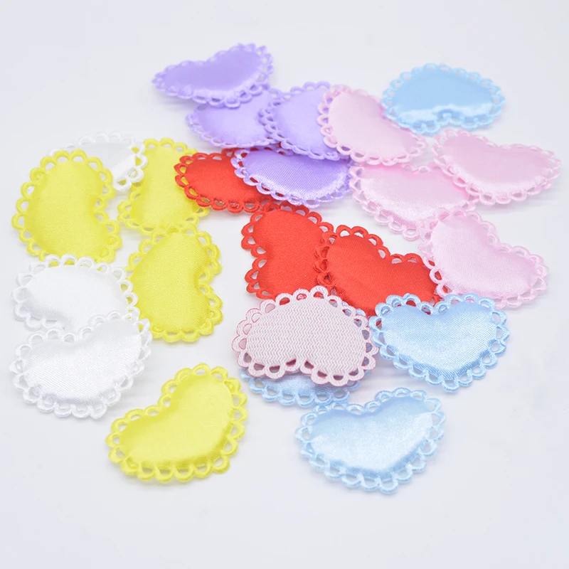 50Pcs 3.6*3cm Padded Heart Cloth Sewing Supplies Patches for DIY Clothes Headwear Hat Wedding Decor Accessories Applique