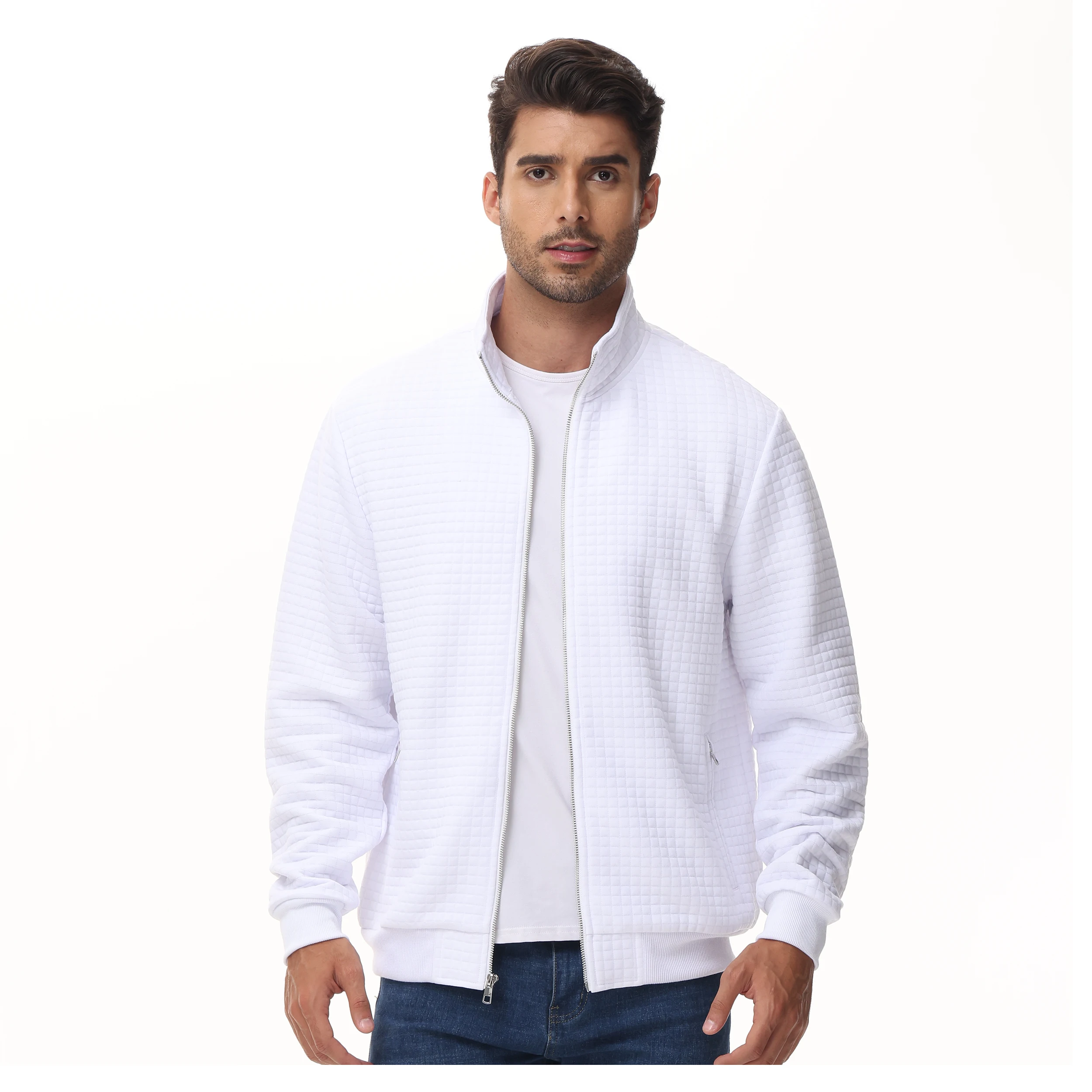 Chaqueta informal con cremallera para hombre, abrigo de calle a la moda, Sudadera con cuello de pie