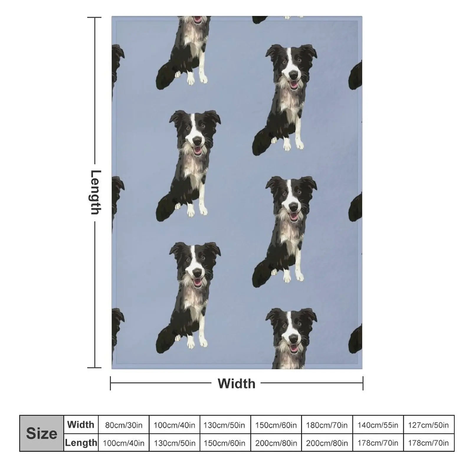 Border Collie Cartoon Dog Throw Blanket Personalized Gift Summer Beddings Blankets