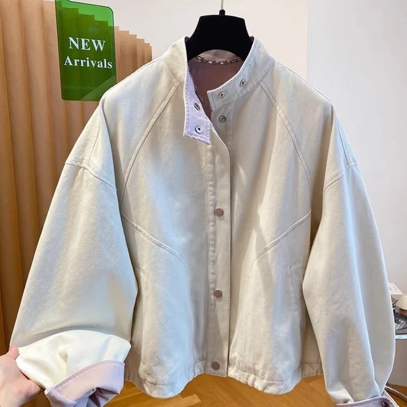 

High-end Stand-up Collar Jacket for Women New Loose Casual Short Top