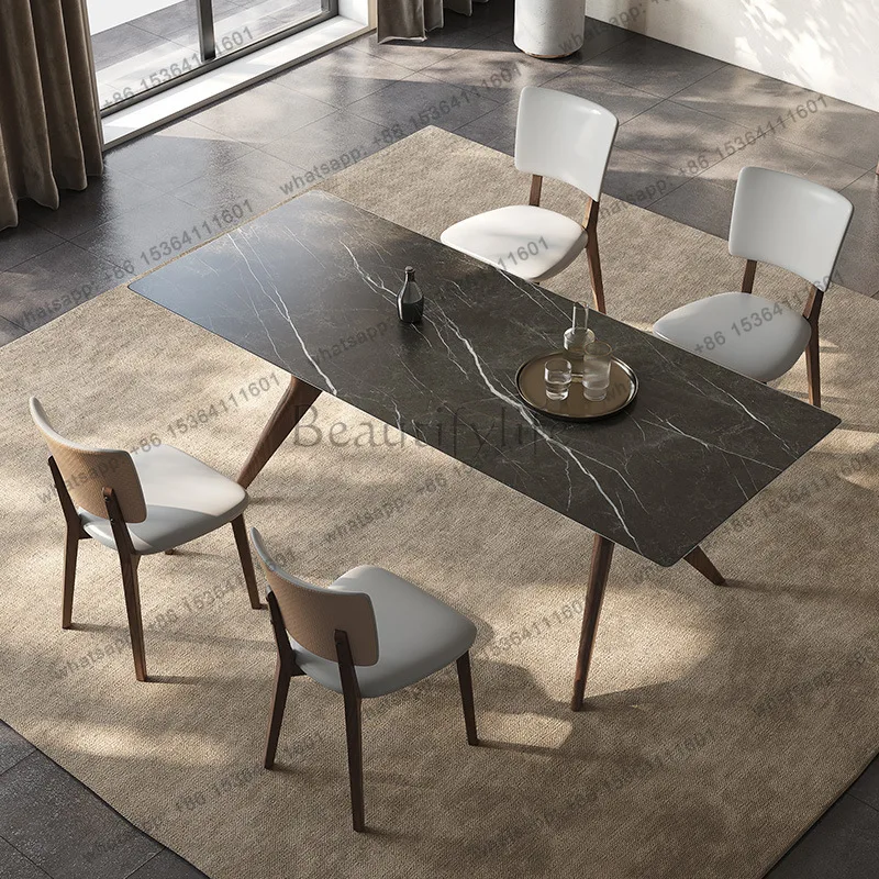 Slate dining table ash wood solid wood modern simple household small rectangular Nordic table