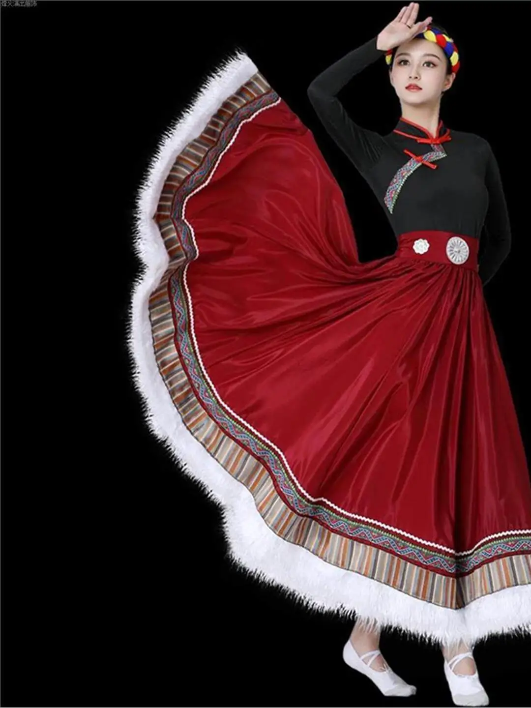 saia-de-danca-tibetana-linda-e-ampla-para-danca-de-grupo-traje-de-performance-de-minorias-Etnicas-tecido-misto-com-elastici