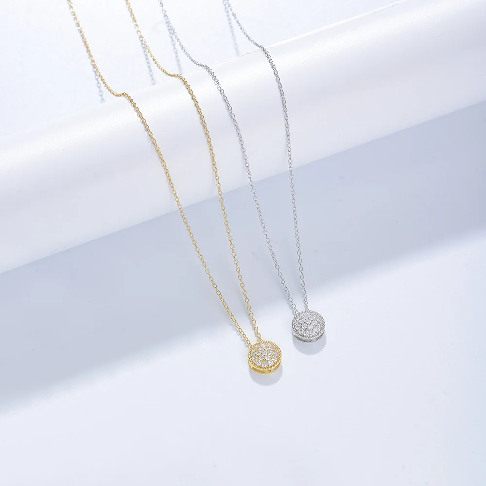 

Универсальный женский воротник — круглая подвеска 925, минималистское ожерелье Micro Pave Eur-US