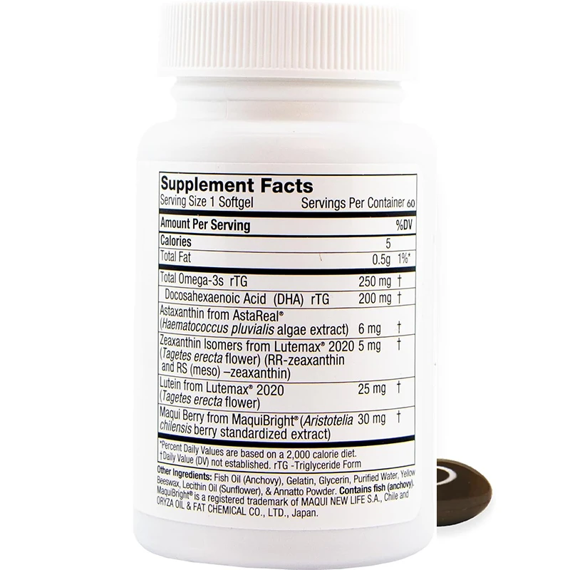 Contains March berries, astaxanthin, zeaxanthin, chlorophyll supplements, 60 soft capsules | Non GMO, gluten free, dairy free