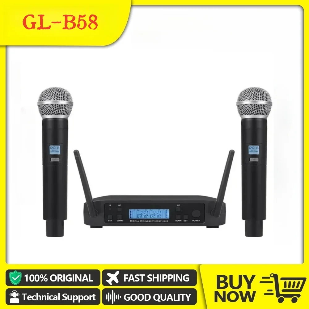 Microfone Sem Fio GL-4 UHF Dinâmico Profissional para Discursos em Igrejas, Ensino e Apresentações em Palco 640~690Mhz
