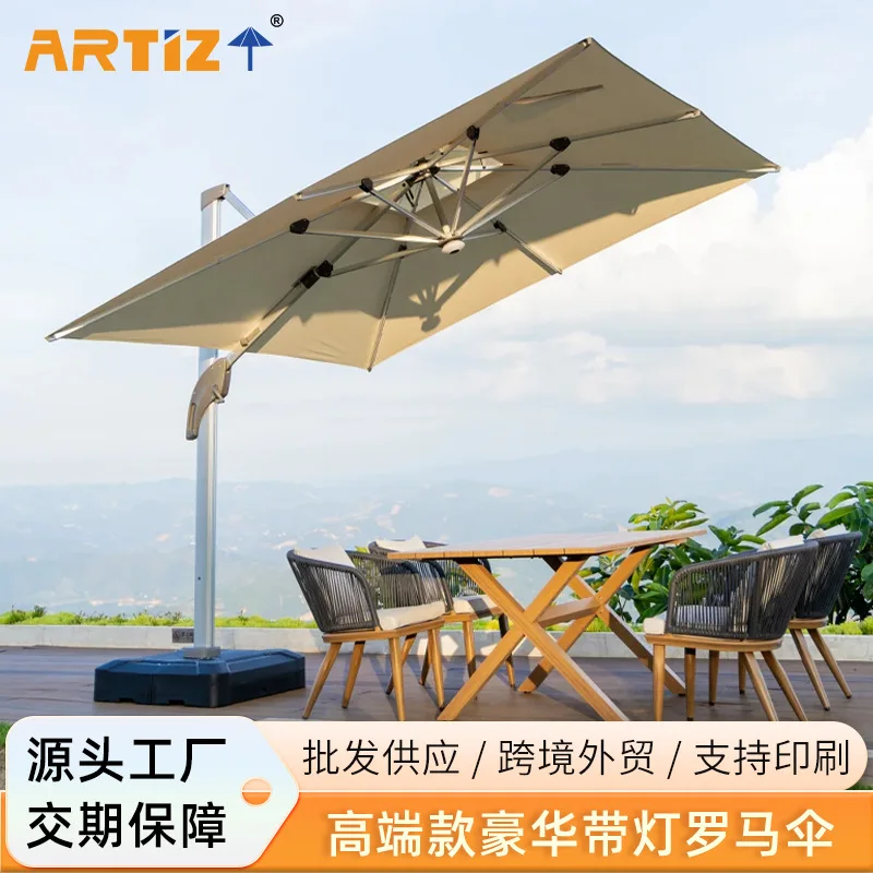 Outdoor Parasol Villa Courtyard Umbrella Large Roman Umbrella With Lamp Commercial Store Outdoor Stall Advertising Sun Umbrella