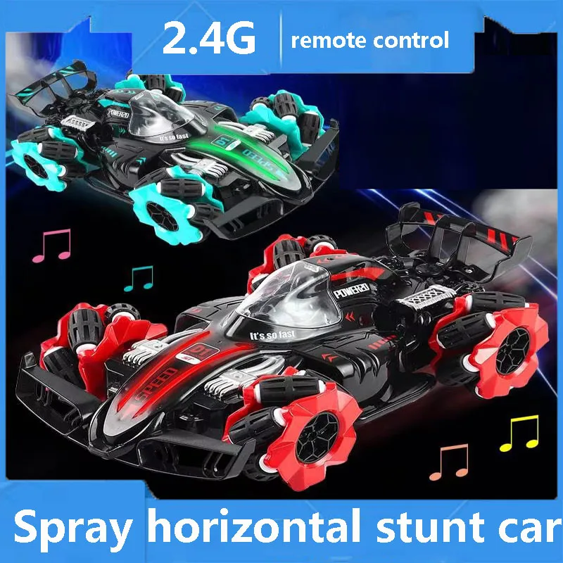 Children's gesture induction rc spray remote control car side four-wheel drive toy car light music off-road climbing stunt car