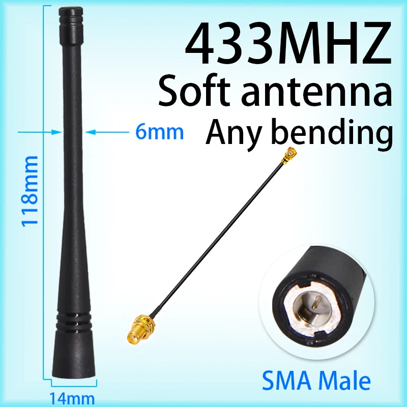 

Lora gateway antenna 315MHz 433MHz 450 - 470MHz 470 - 510MHz Omnidirectional High-Gain Remote Control Soft Antenna SMA malehead