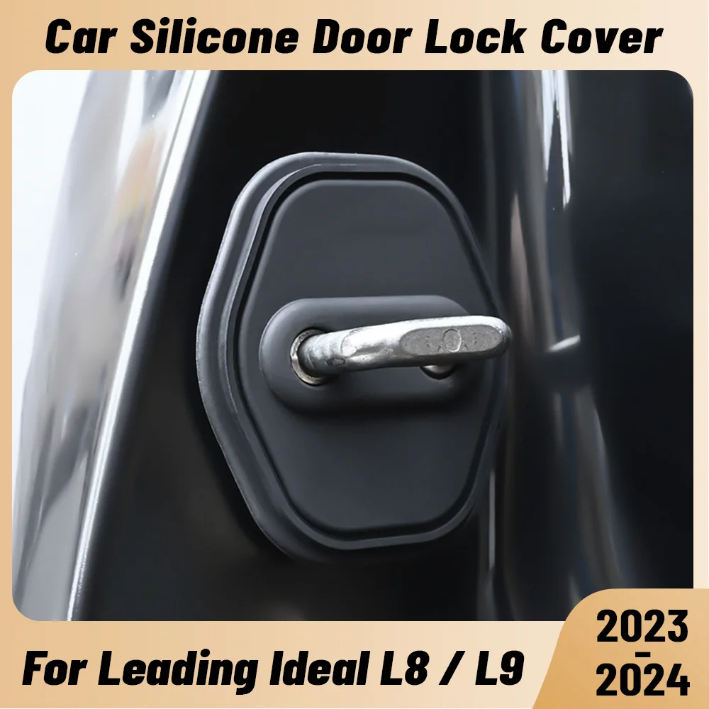 For Leading Ideal L8 L9 2023 2024 Car Door Shock Absorber Door Lock Protector Silicone Auto Door Lock Latches Cover Accessories