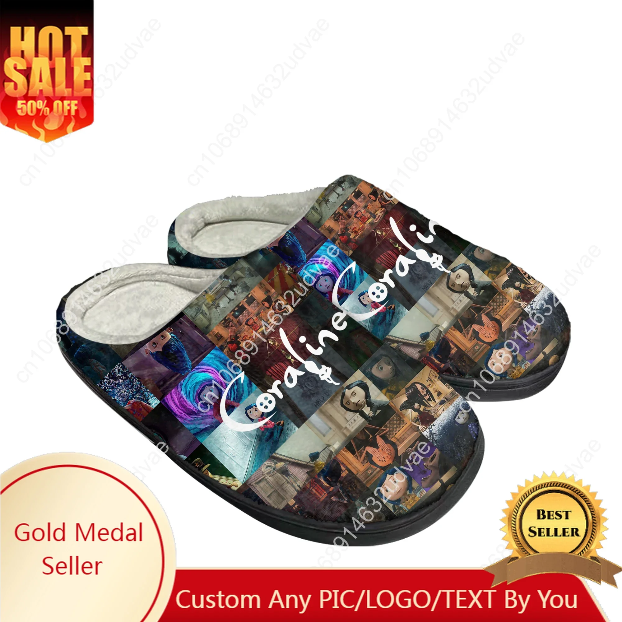 

Coraline The Secret Door, хлопковые тапочки для мужчин и женщин, плюшевые повседневные тапочки для спальни, сохраняющие тепло, домашняя обувь для спальни, термотапочки, обувь на заказ