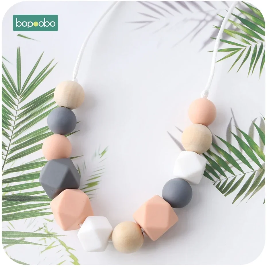 Collier de Dentition en Silicone pour Bébé, Perles Hexagonales de Qualité Alimentaire, Jouets Sans BPA, 1 Pièce