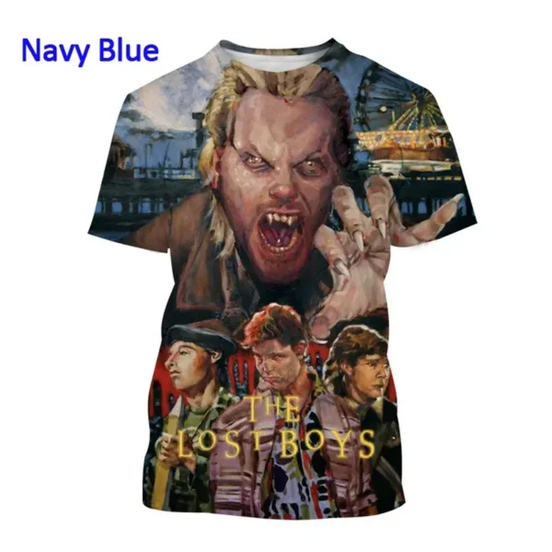 Fashion Men Clothing Horror Movie The Lost Boy 3D Print T-shirt Personality Casual Oversized T Shirt Harajuku Street Unisex Tops