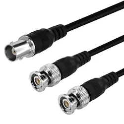 1pc BNC Splitter Cable BNC 1 Female to Dual 2x BNC Male Y Combiner Connector Adapter for Camera Video Equipment Test Probe Wire