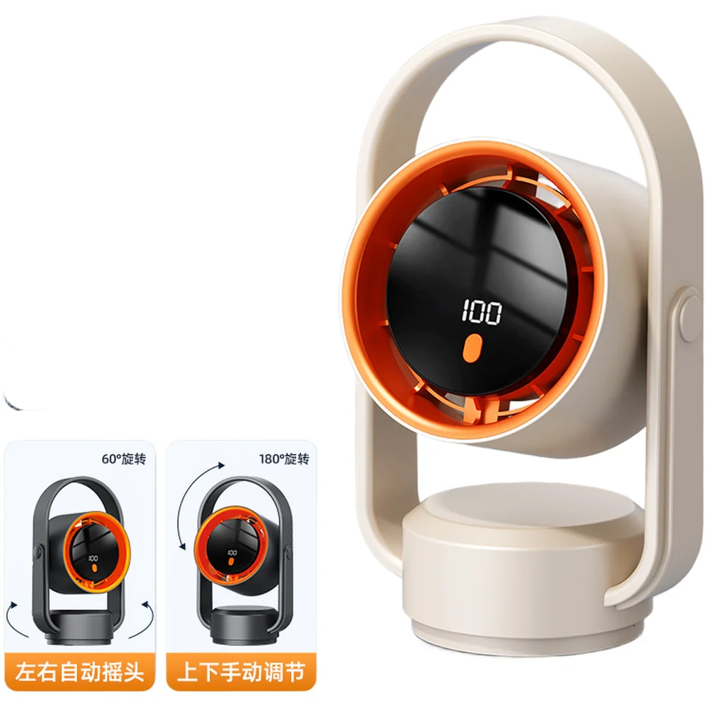For Bedside Use Orange Gray Bladeless Desk Fan Fan Ventilator Oscillating Air Circulator 100 Adjustable Speeds