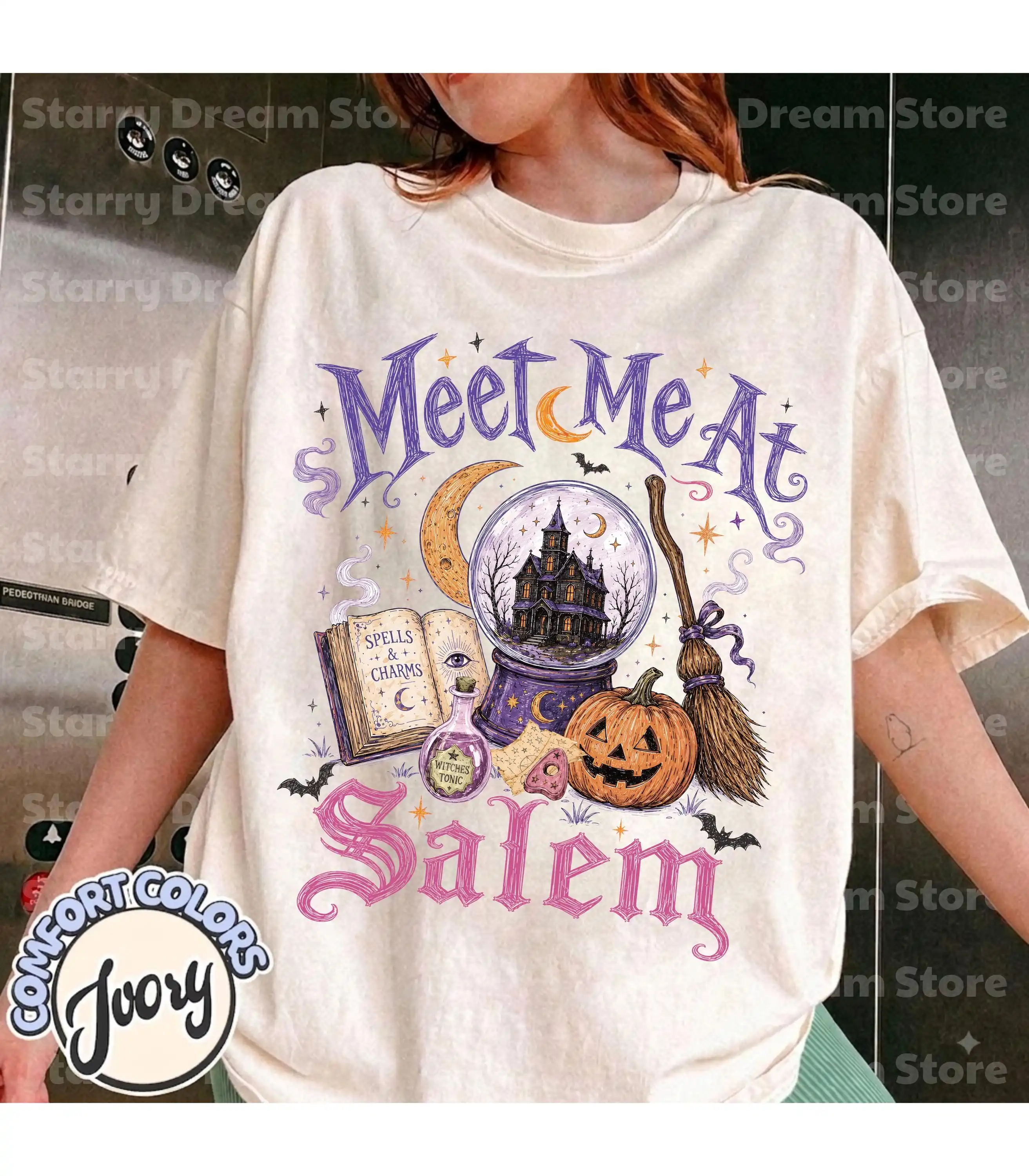 Crystal Ball Witch Tee, Spooky Salem Shirt,Fall Witchy Gift , Meet Me in Salem Halloween Shirt,Spooky Season Horror Tee