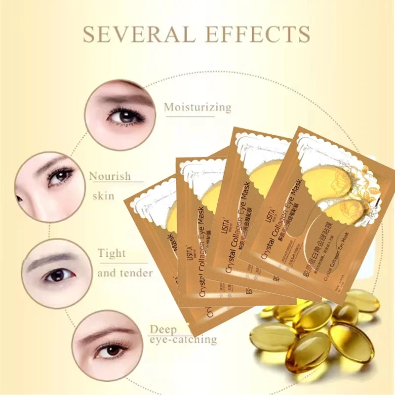 10PCS Crystal Gold Collagen Eye Masks Anti-Aging Dark Circles Under-Eye Bags Moisturizing Patches Skin Care Beauty Treatments