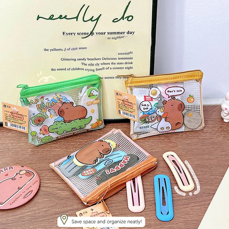 Portable Waterproof Mini Storage Bag Cartoon PVC Capybara Coin Purse Pouch Cute Wallet Key Earphone Organizer For Kids Gifts