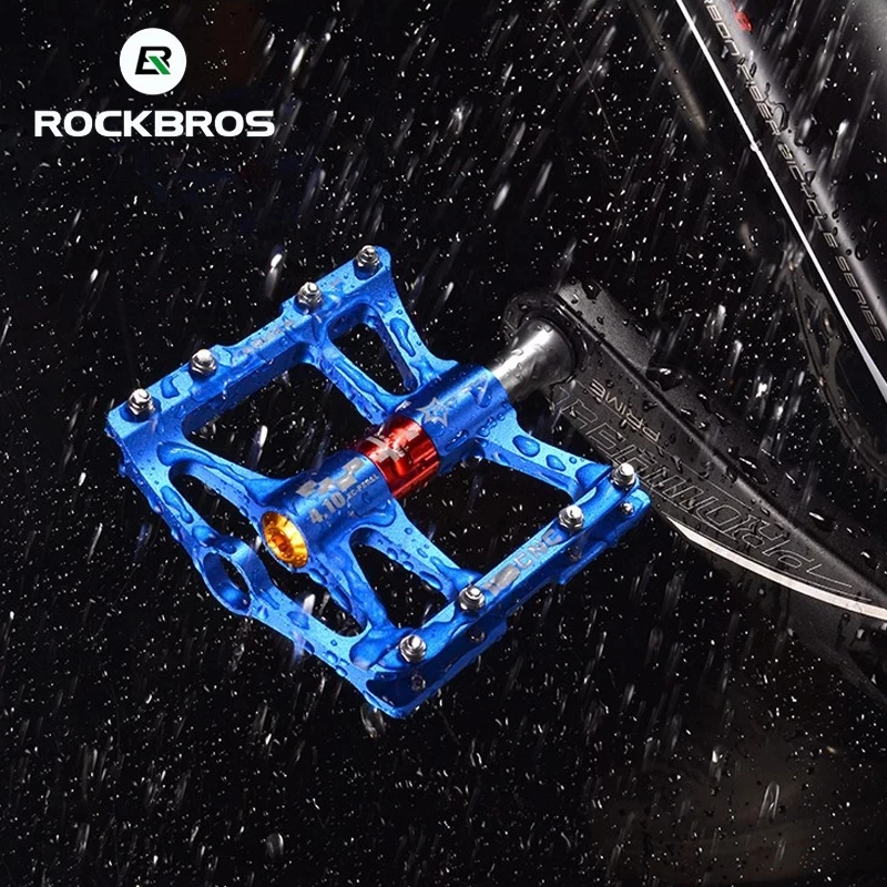 ROCKBROS Cycling Bike Pedals Aluminium Alloy 4 Bearings Mountain MTB Bicycle Pedals MTB Pedals Flat Bike Accessories