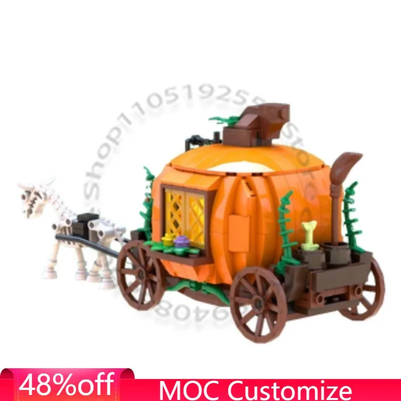 

284 детали: Модульный конструктор «Тыквенная карета для двоих» (MOC), креативный дизайн, развивающая игрушка для самостоятельной сборки, праздничный подарок