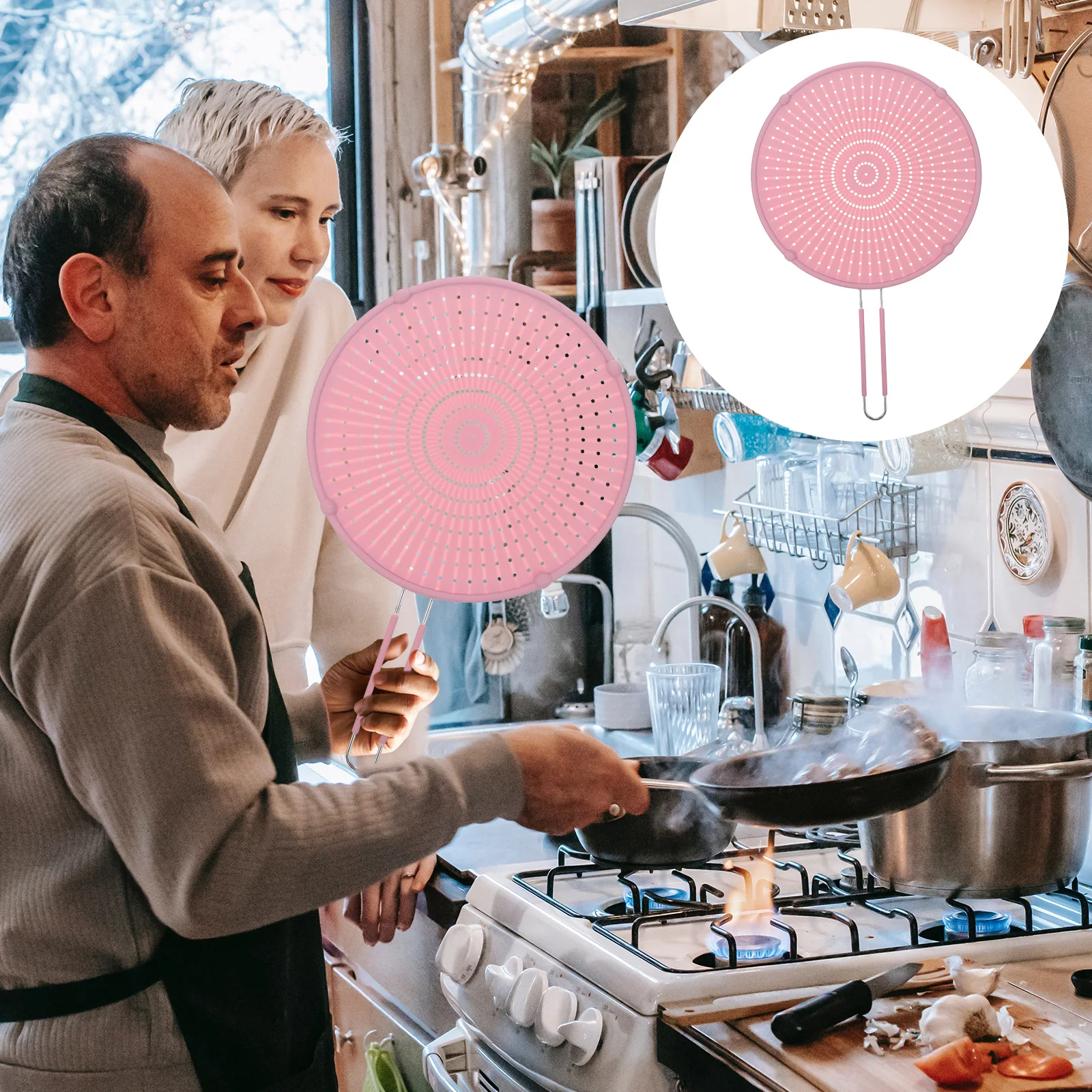 

1 шт., крышка для кастрюли с экраном от брызг, противоскользящая маслостойкая крышка, длинная удобная ручка, подвесная крышка для хранения, кухонная сковорода, масляная защита