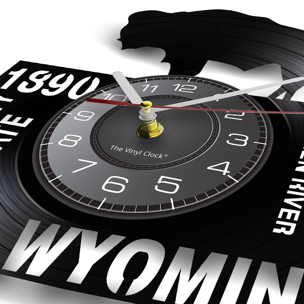 Equality State Equal Rights Wyoming State Wall Clock Cheyenne Green River Wall Art Retro Vinyl Record Wall Clock USA Travel Gift