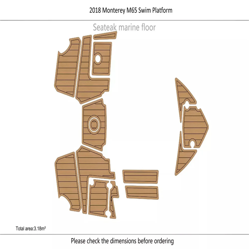 

2018 Monterey M65 swim platform 1/4" 6mm EVA Foam FAUX Teak deck floor Mat SeaDek MarineMat Gatorstep Style Self Adhesive