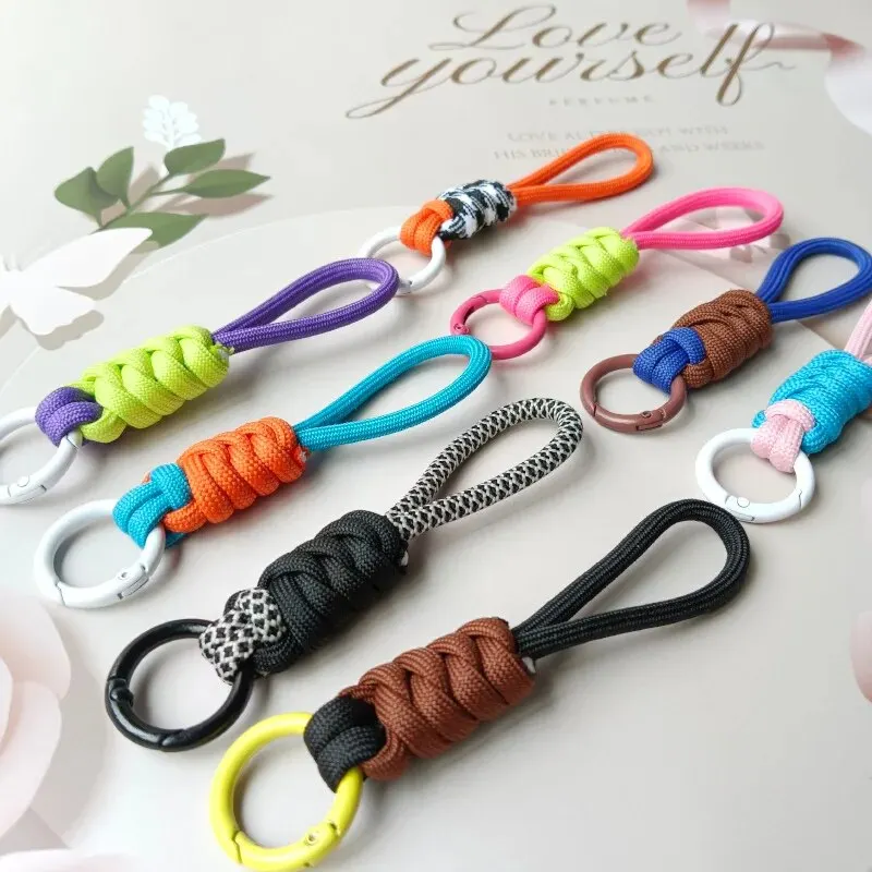 2 pz/set portachiavi con cordino intrecciato creativo per custodia per telefono da donna portachiavi per auto con cinturino in corda con nodo
