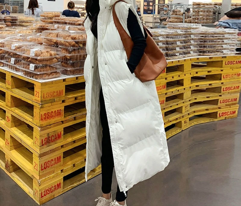 

Down Cotton Vest Long Over-the-Knee Women's Jacket 2025 New Autumn Winter Vest Outerwear Thickened