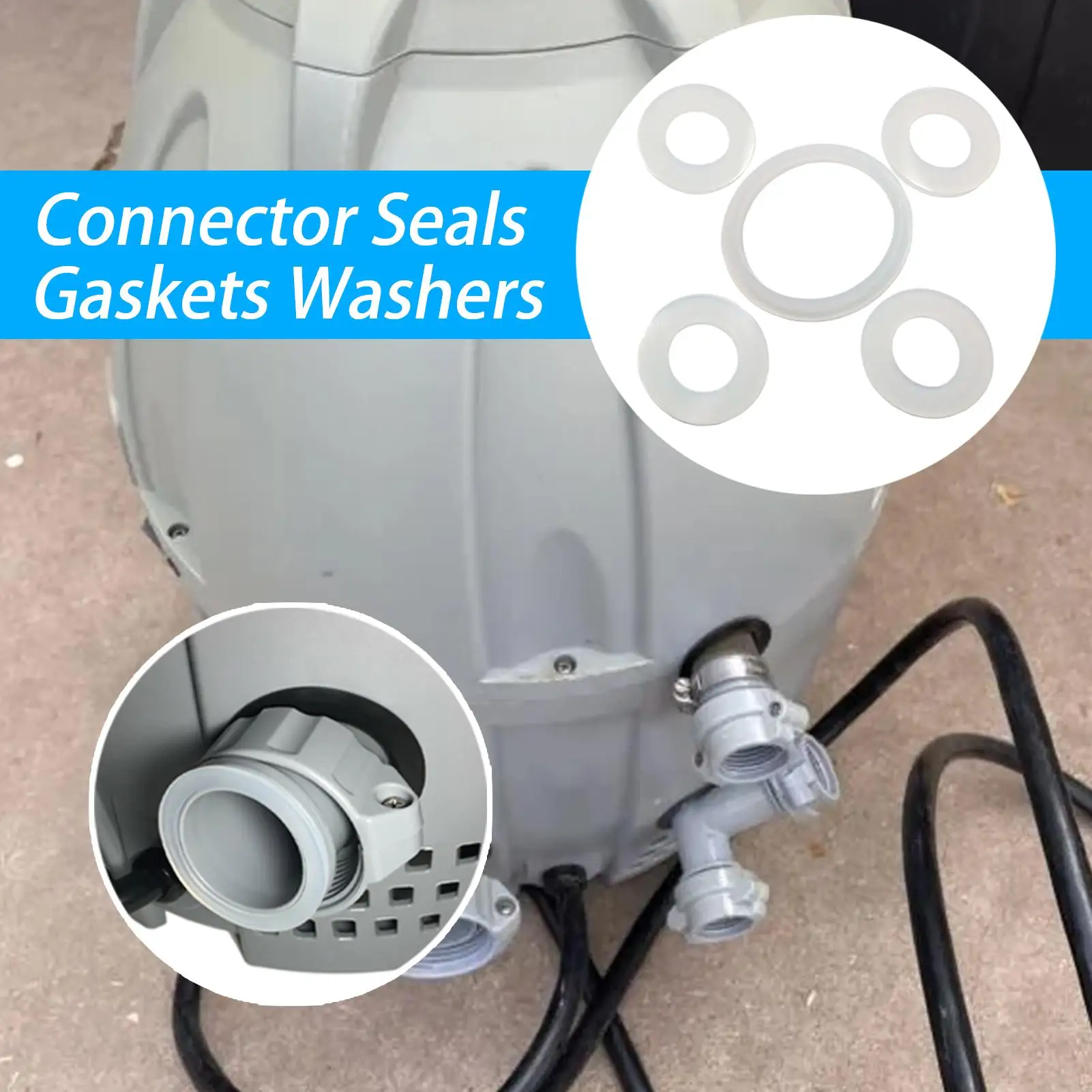 

For Bestway Coleman SaluSpa Lay-Z-Spa Connector Seal Gaskets 5-pieces Spa Tub Air Pump Replacement Gaskets Anti-Leak Connector